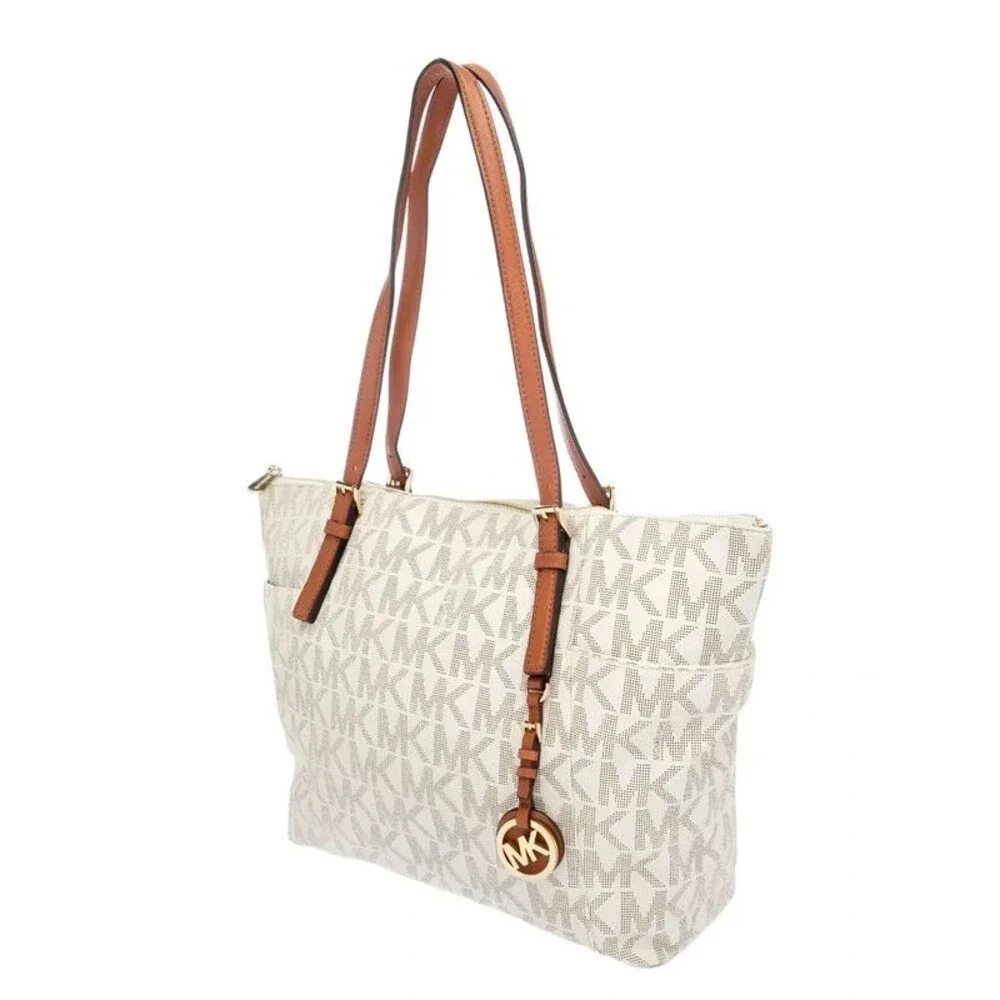 Michael Kors Printed Tote Leather Bag Jacquard Lining